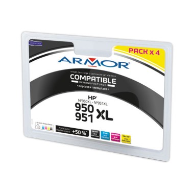Cartouche d'encre ARMOR noire et couleurs compatible HP 950XL  x4 - Fiducial