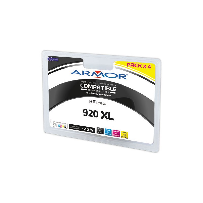 Cartouches d'encre ARMOR noire et couleurs compatibles HP 920XL  - Fiducial