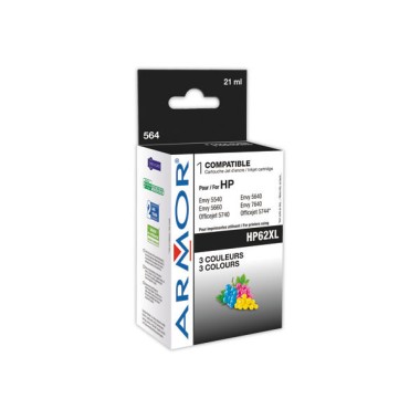 Cartouche d'encre ARMOR 3 couleurs compatible HP 62XL  - Fiducial