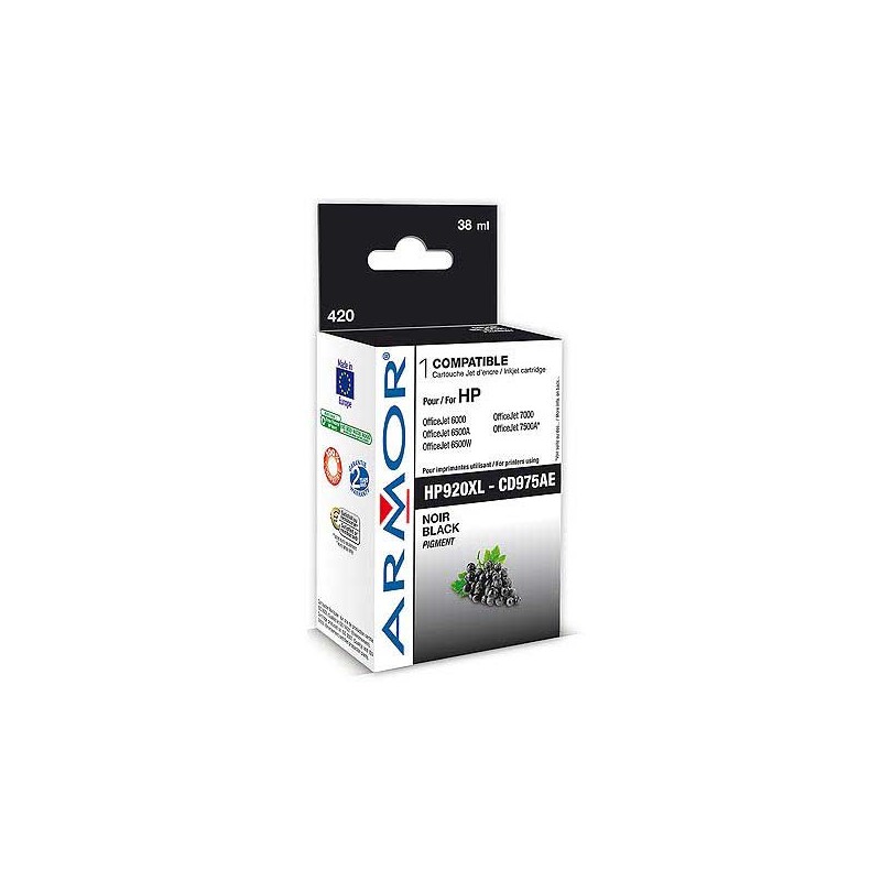 Cartouche d'encre ARMOR noire compatible HP 920XL  - Fiducial