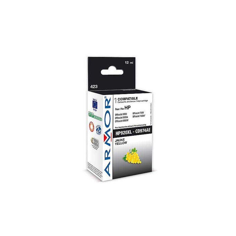 Cartouche d'encre ARMOR jaune compatible HP 920XL  - Fiducial