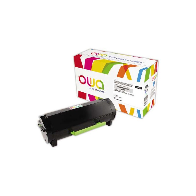 Toner LEXMARK 602 noir HC 60F2H00 compatible ARMOR  - Fiducial
