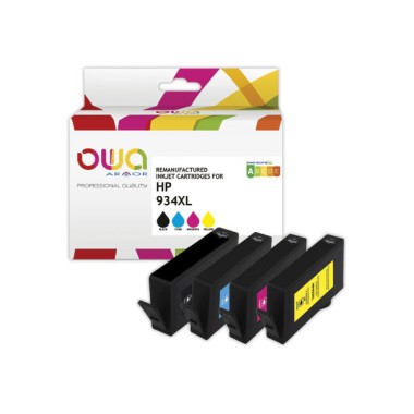 Pack 4 cartouches Jet d'encre Noir/Couleurs OWA K10306OW compatible HP  - Fiducial