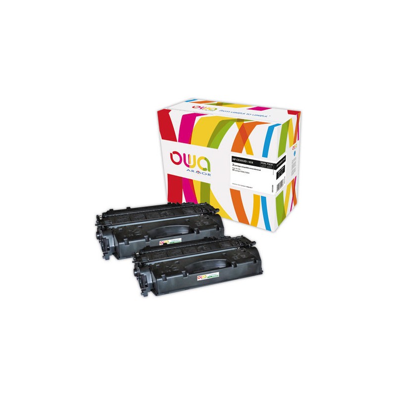 Toner ARMOR noir compatible HP CE505X,CANON 719H  x2 - Fiducial