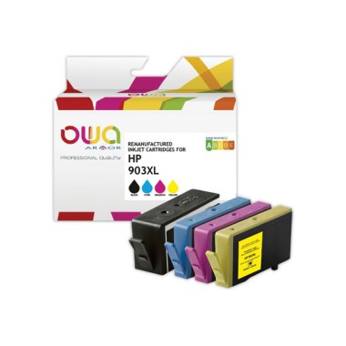 Pack 4 cartouches Jet d'encre Noir et couleurs OWA K10451OW compatible  - Fiducial