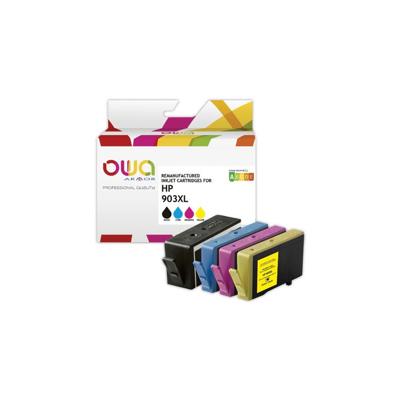 Pack 4 cartouches Jet d'encre Noir et couleurs OWA K10451OW compatible  - Fiducial
