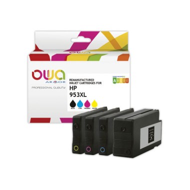 Pack 4 cartouches Jet d'encre Noir et couleurs OWA K10452OW compatible  - Fiducial