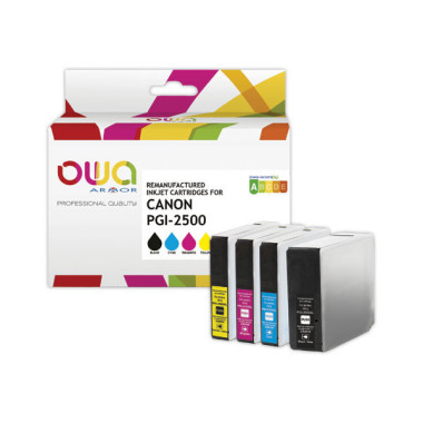 Pack 4 cartouches Jet d'encre Noir et couleurs OWA K10405OW compatible  - Fiducial