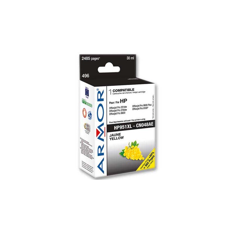 Cartouche d'encre ARMOR jaune compatible HP 951XL  - Fiducial