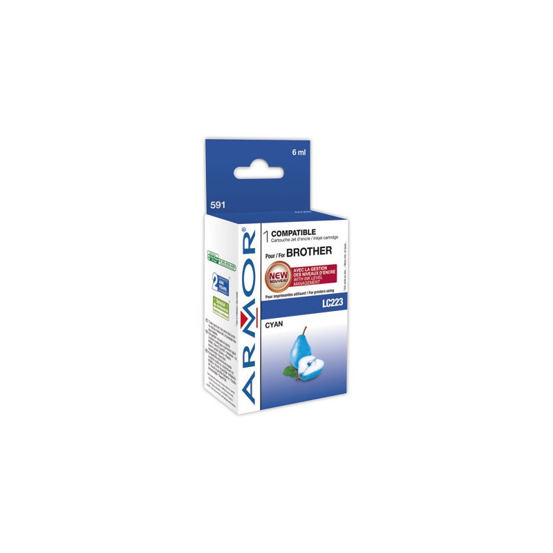 Cartouche BROTHER LC223C ARMOR - Bleu cyan  - Fiducial