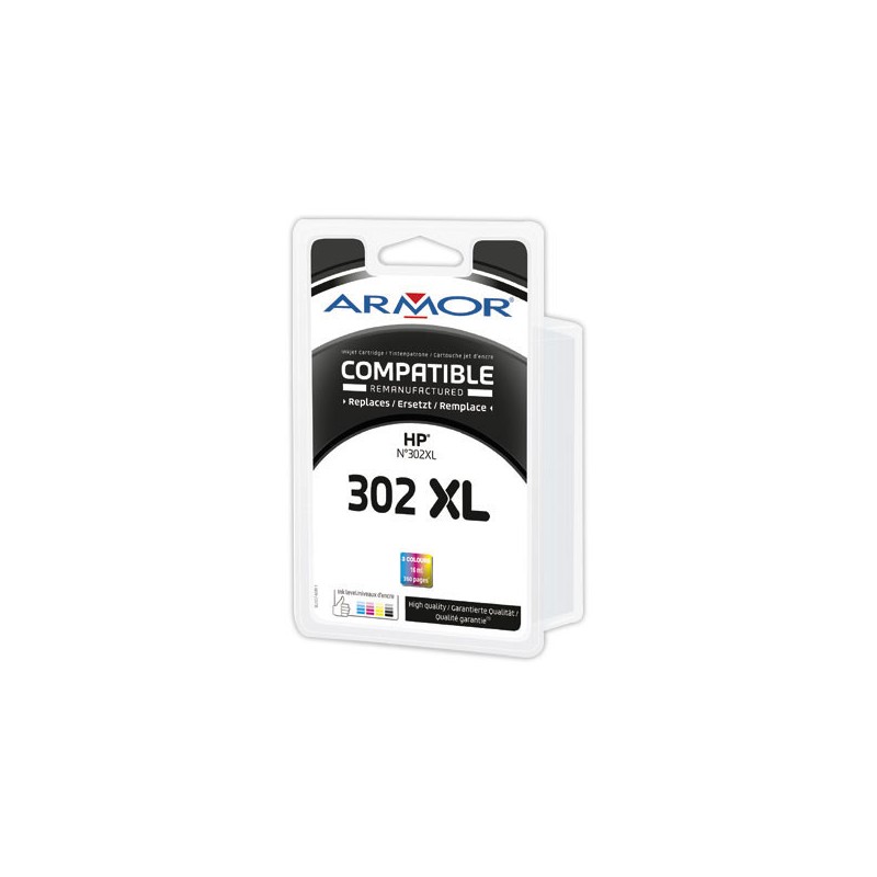 Cartouche d'encre ARMOR 3 couleurs compatible HP 302XL  - Fiducial