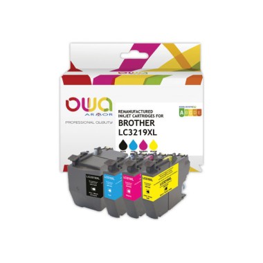 Pack 4 cartouches Jet d'encre Noir et couleurs OWA K10535OW compatible  - Fiducial