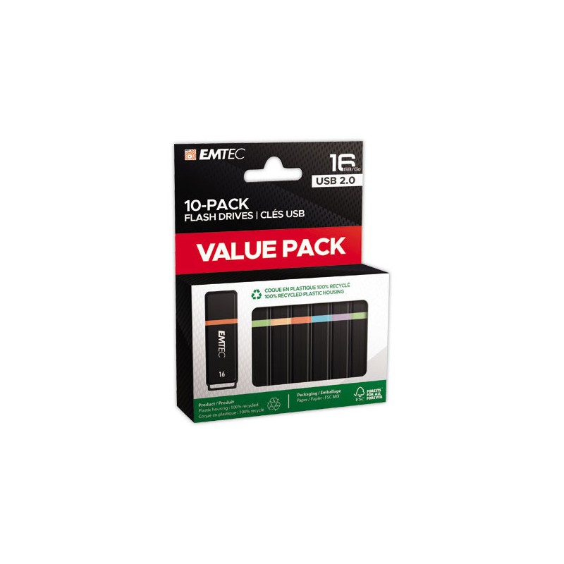 clés USB 2.0 Colorées EMTEC  x10 - Fiducial