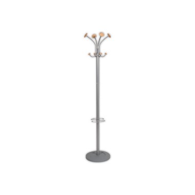 Portemanteau Vienna 4 doubles patères-Alu et bois  - Fiducial