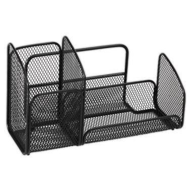 Organiseur de bureau métal Mesh - 3 compartiments - Noir  - Fiducial