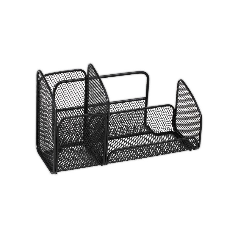 Organiseur de bureau métal Mesh - 3 compartiments - Noir  - Fiducial