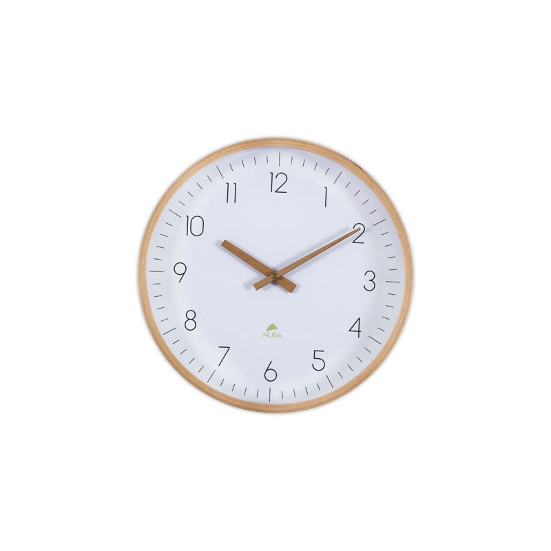 Horloge murale 30 cm cadran bois  - Fiducial