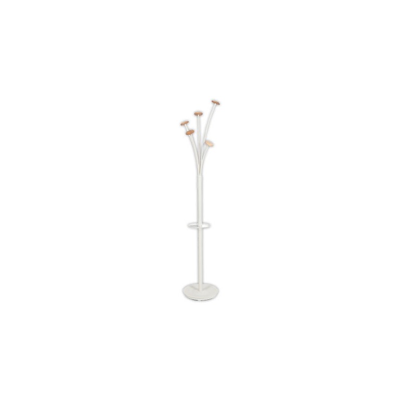 Portemanteau Festy ALBA corps blanc, pateres bois H 1,75 m  - Fiducial