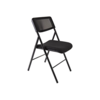 Chaise pliante résille piètement en acier époxy noir  - Fiducial