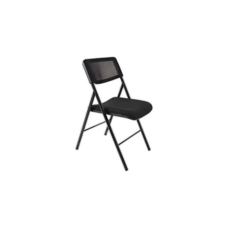 Chaise pliante résille piètement en acier époxy noir  - Fiducial