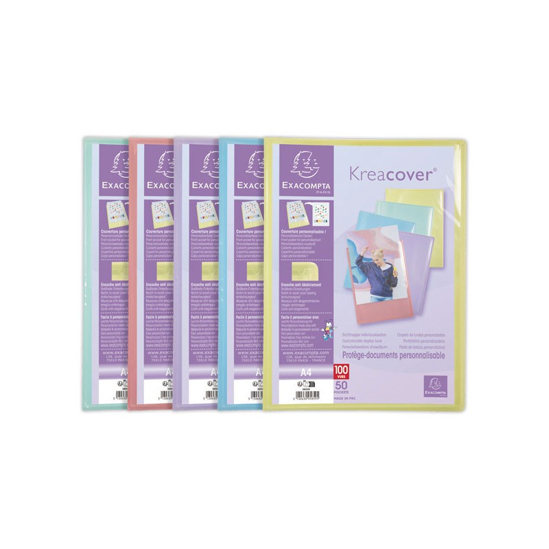 Protège-documents personnalisables Kreacover Pastel-50 poches - Assort  - Fiducial
