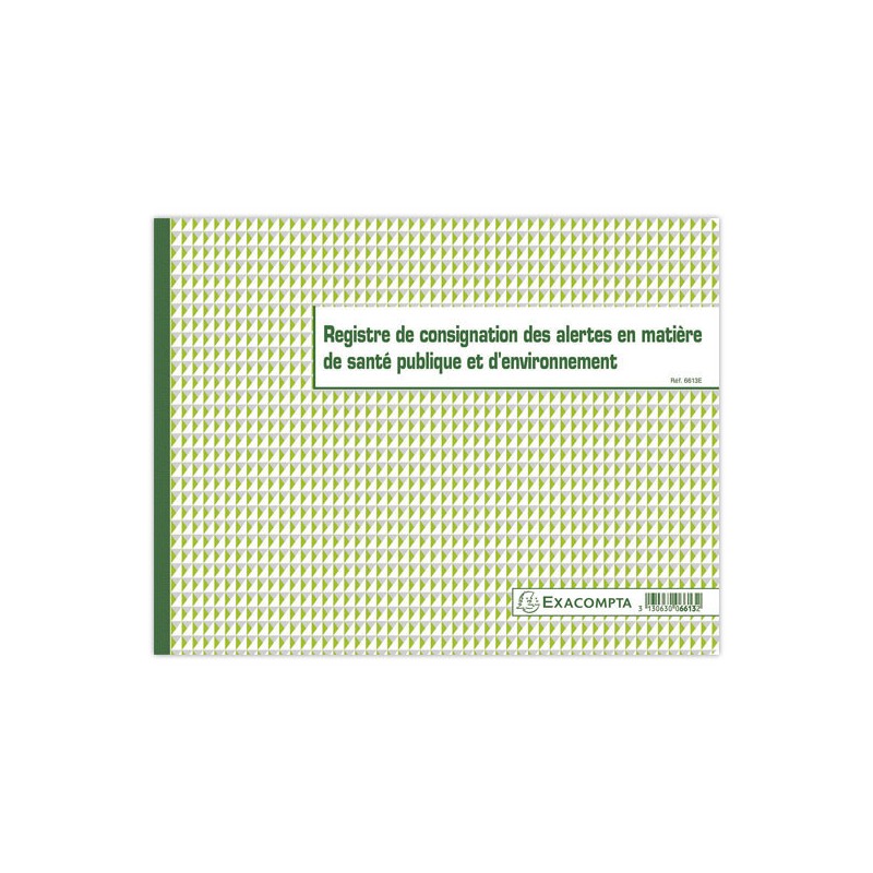 Registre d'alertes santé et environnement - 24x32 cm - 20 pages  - Fiducial