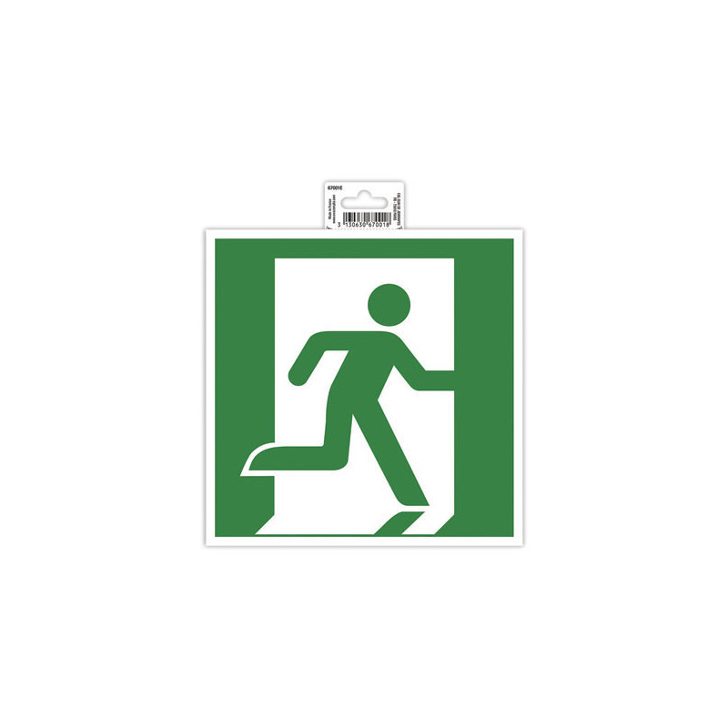Panneau adhésif évacuation droite 20 cm - Vert  - Fiducial