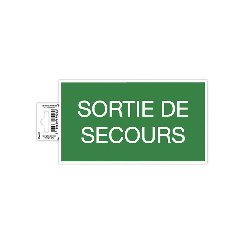 Panneau adhésif Sortie de Secours 20 cm - Vert  - Fiducial