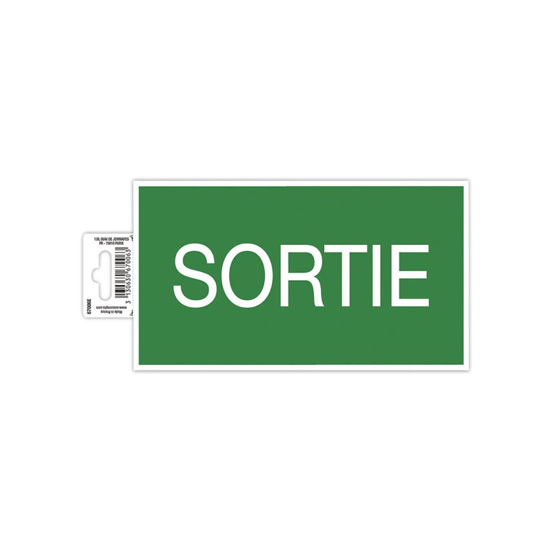 Panneau adhésif Sortie 20 cm - Vert  - Fiducial