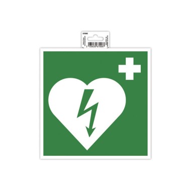Panneau adhésif Défibrillateur 20cm - Vert  - Fiducial