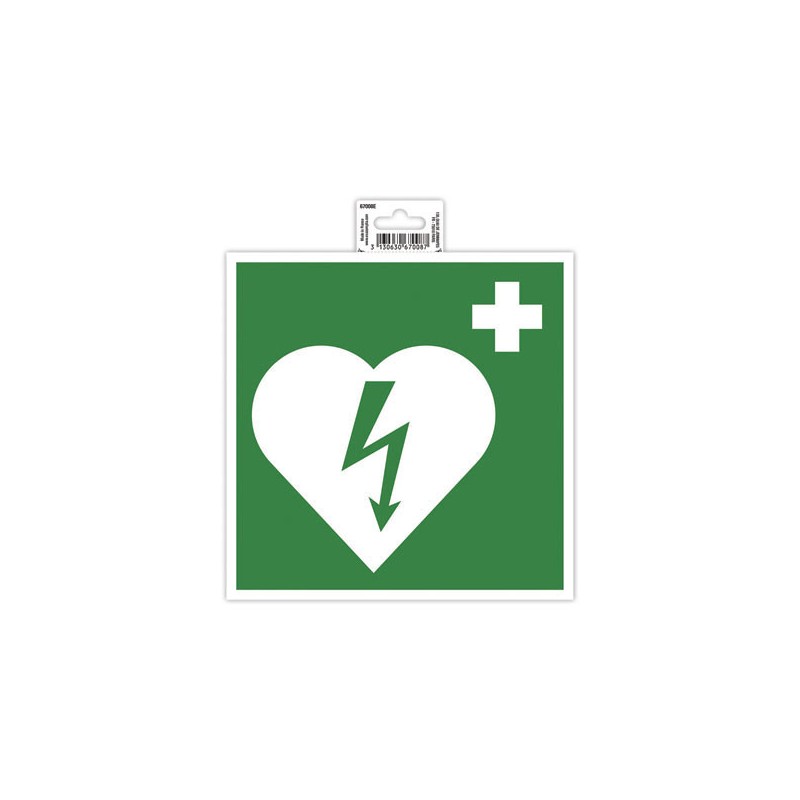 Panneau adhésif Défibrillateur 20cm - Vert  - Fiducial