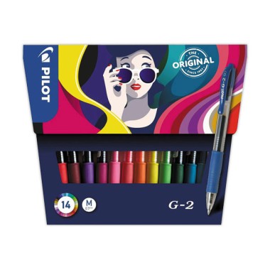Stylo bille gel rétractable PILOT G2  x14 - Fiducial