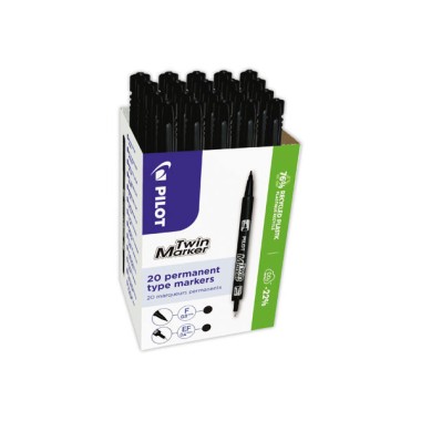 Double marqueur permanent PILOT - Pointe fine et extra fine  x20 - Fiducial
