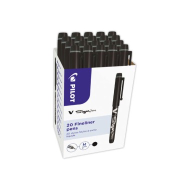Pack 16+4 Feutre PILOT V Sign pen-encre liquide - Ecriture moyenne noir  x20 - Fiducial