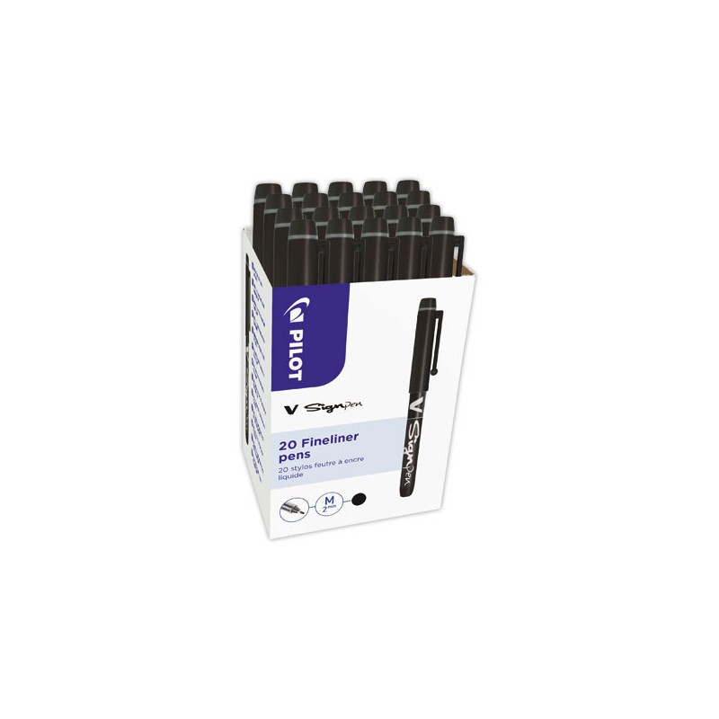 Pack 16+4 Feutre PILOT V Sign pen-encre liquide - Ecriture moyenne noir  x20 - Fiducial