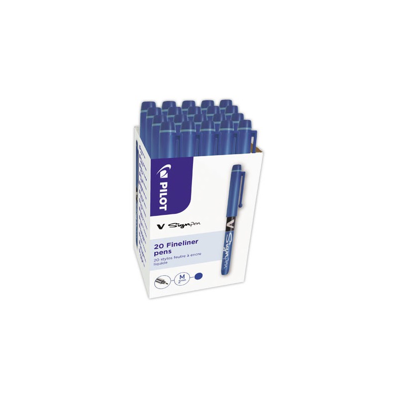 Pack 16+4 Feutre PILOT V Sign pen-encre liquide - Ecriture moyenne bleu  x20 - Fiducial