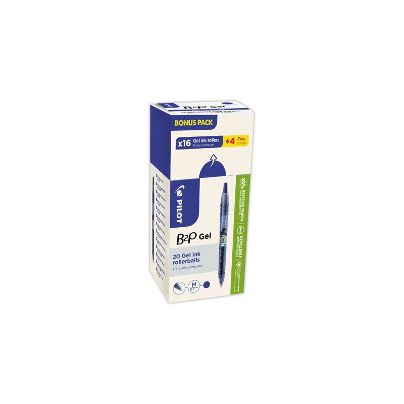 Stylos bille gel rétractable PILOT B2P-bleu - écriture 0,32mm  x20 - Fiducial