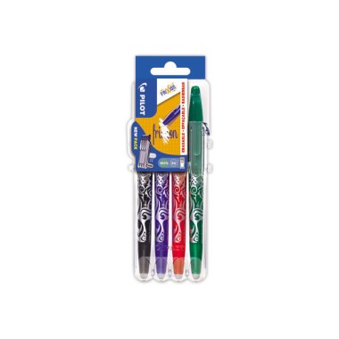Stylo-billes gel effaçables PILOT Frixion Ball - assortis  x4 - Fiducial