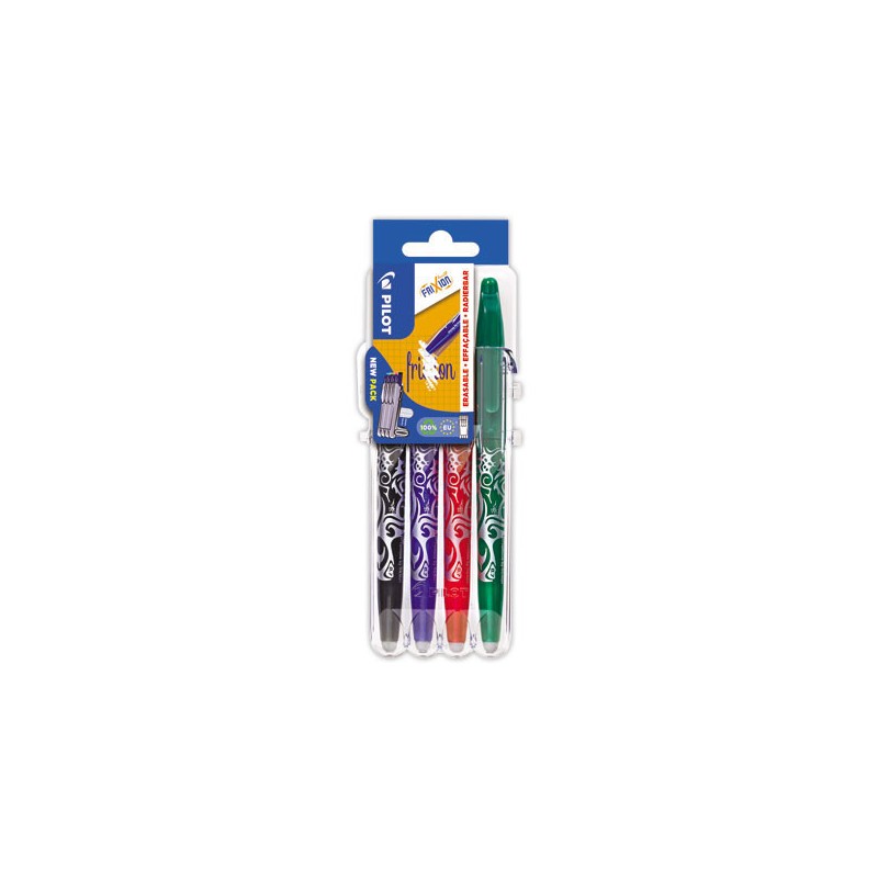 Stylo-billes gel effaçables PILOT Frixion Ball - assortis  x4 - Fiducial