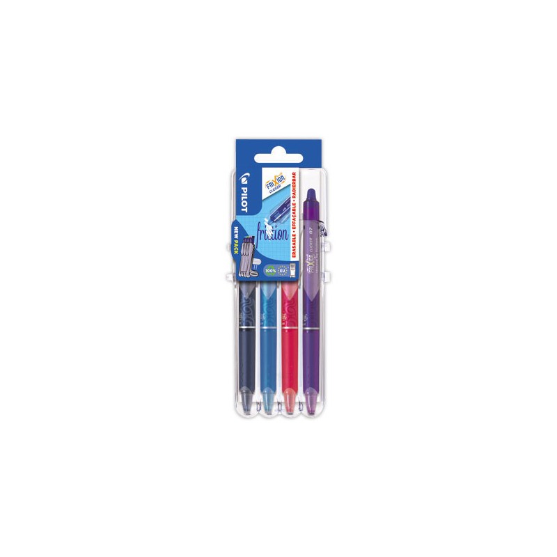 Stylo-billes gel effaçables PILOT Frixion Ball - assortis  x4 - Fiducial