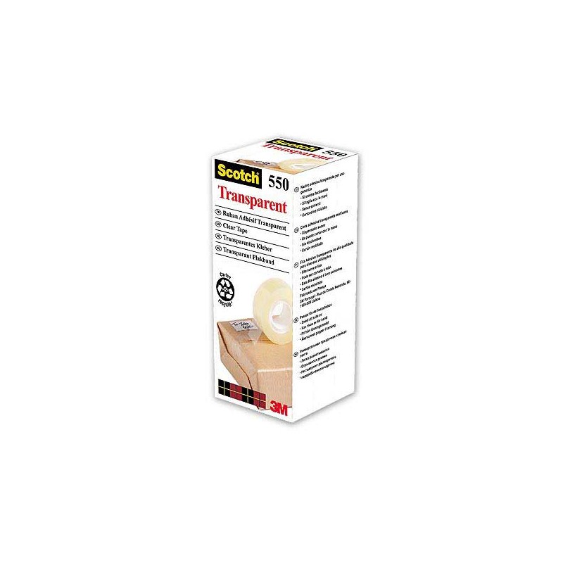 Rouleaux adhésifs transparents SCOTCH 550 - 33 mx 19 mm - sans solvant  x8 - Fiducial