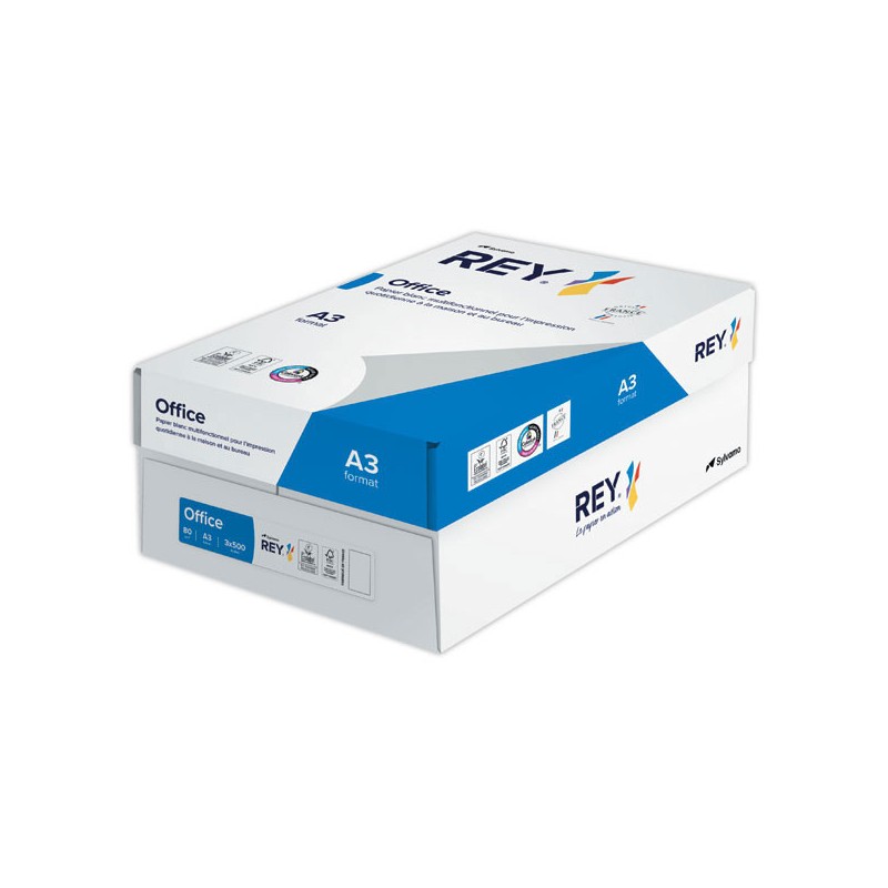 Ramettes 500 feuilles papier A3 80g très blanc REY Office  x5 - Fiducial