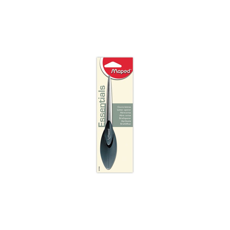 Ouvre-lettres classique manche ergonomique en plastique noir, 17 cm  - Fiducial