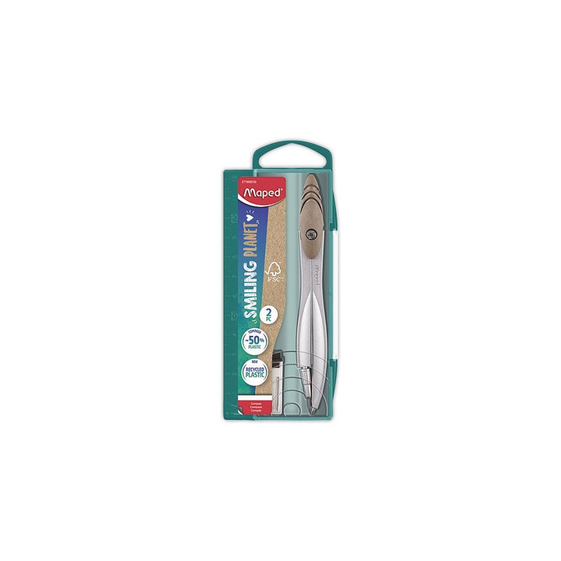 Coffret compas mine 2 mm SMILING PLANET en bois FSC  - Fiducial