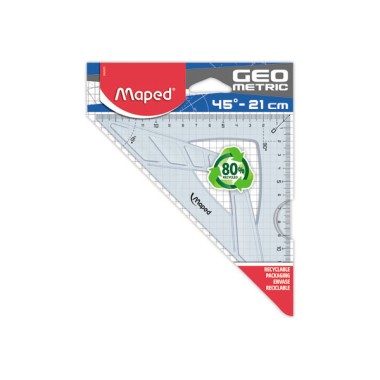 Equerre 45 hypoténuse 21 cm - GEOMETRIC, en plastique recyclé  - Fiducial