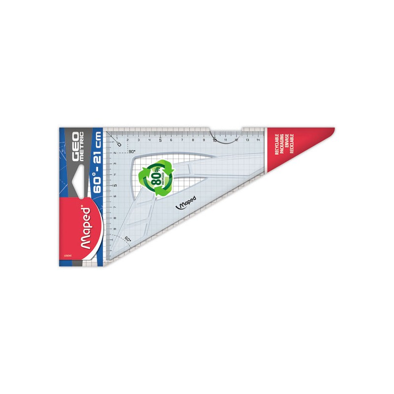 Equerre 60 grand côté 21 cm - GEOMETRIC, en plastique recyclé  - Fiducial