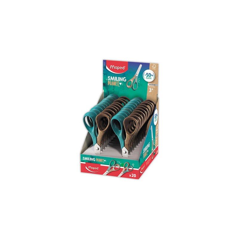 Ciseaux VIVO 12 cm SMILING PLANET, en bois FSC.  - Fiducial
