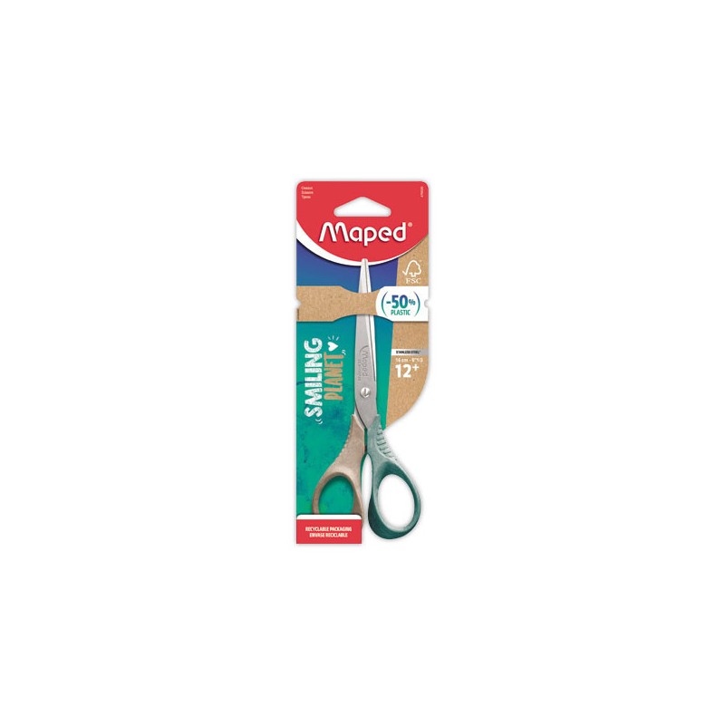 Ciseaux SHAPE 16cm SMILING PLANET, en bois FSC, en blister  - Fiducial