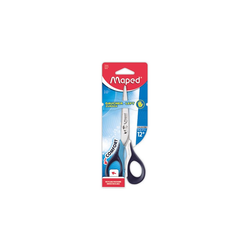 Ciseaux SENSOFT GAUCHER 16 cm, souples, assortis, blister 100% carton  - Fiducial