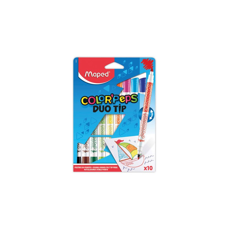 Feutres Duo Tip MAPED - pointe large et fine  x10 - Fiducial